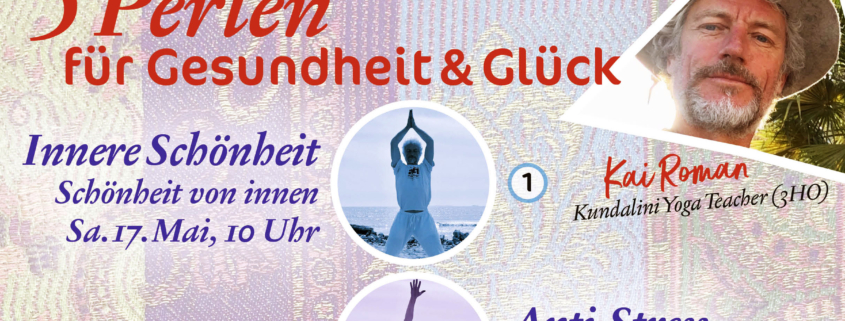 Header Kundalini Kriya Yoga – Workshop-Reihe 2025 "5 Perlen für Glück und Gesundheit"
